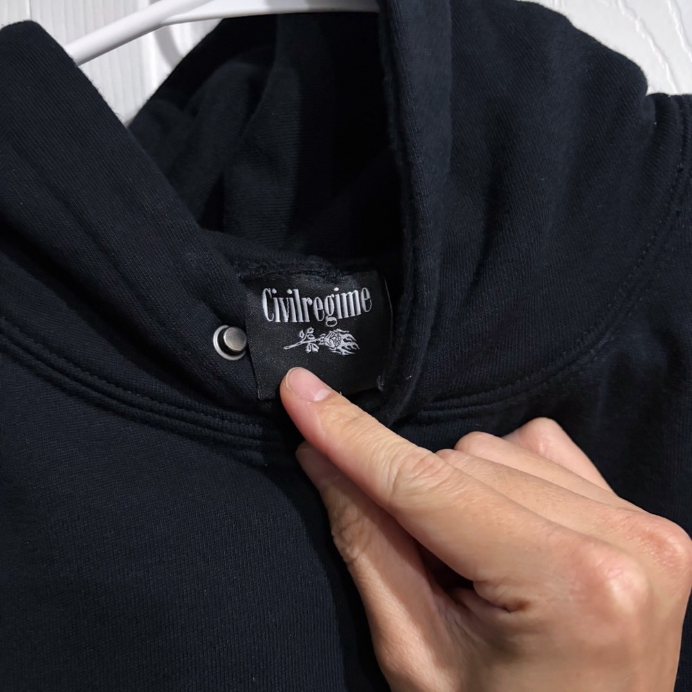 Size Small NEW CIVIL REGIME Hell Bent Heaven Sent Snap Hoodie Black Devil Angel - Picture 5 of 6